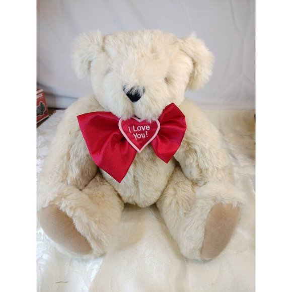 Authentic Vermont Teddy Bear Made In USA Jointed Movable Arms, Legs & Head Cream - Picture 1 of 6